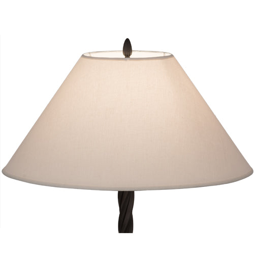 Meyda Lighting Achse 58" Natural Wood & Oil Rubbed Bronze Floor Lamp With Beige Textrene Shade