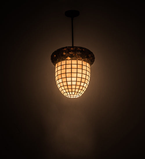 Meyda Lighting Acorn 12" 3-Light Mahogany Bronze Pendant Light With Root Beer & Beige Shade Glass