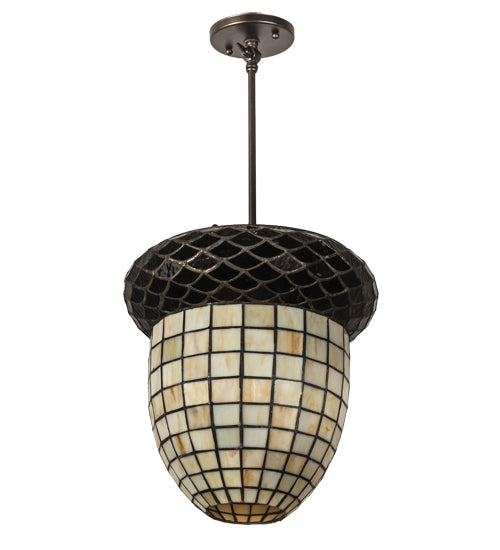 Meyda Lighting Acorn 12" 3-Light Mahogany Bronze Pendant Light With Root Beer & Beige Shade Glass