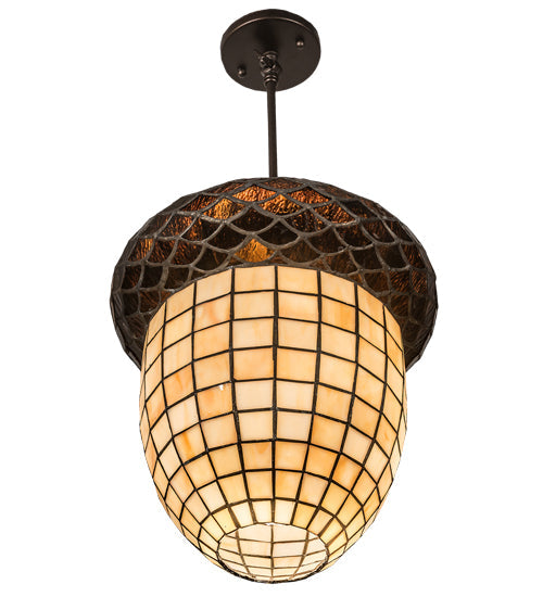Meyda Lighting Acorn 12" 3-Light Mahogany Bronze Pendant Light With Root Beer & Beige Shade Glass