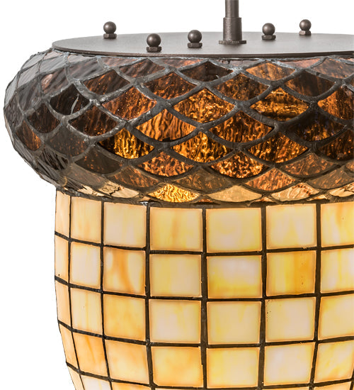 Meyda Lighting Acorn 12" 3-Light Mahogany Bronze Pendant Light With Root Beer & Beige Shade Glass
