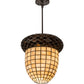 Meyda Lighting Acorn 12" 3-Light Mahogany Bronze Pendant Light With Root Beer & Beige Shade Glass