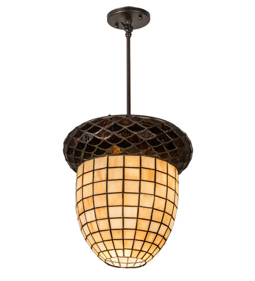 Meyda Lighting Acorn 12" 3-Light Mahogany Bronze Pendant Light With Root Beer & Beige Shade Glass