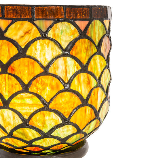 Meyda Lighting Acorn 16" Mahogany Bronze Accent Table Lamp With Ruby & Green Stained Shade Glass
