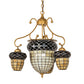 Meyda Lighting Acorn 28" 5-Light Goldtastic Chandelier With Beige & Brown Stained Shade Glass