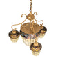 Meyda Lighting Acorn 28" 5-Light Goldtastic Chandelier With Beige & Brown Stained Shade Glass