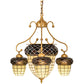 Meyda Lighting Acorn 28" 5-Light Goldtastic Chandelier With Beige & Brown Stained Shade Glass