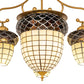Meyda Lighting Acorn 28" 5-Light Goldtastic Chandelier With Beige & Brown Stained Shade Glass