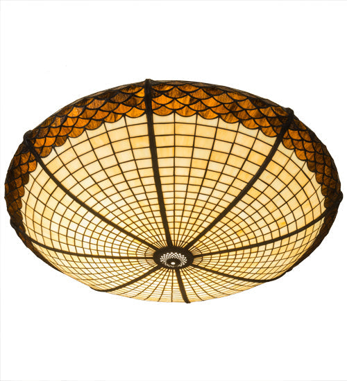 Meyda Lighting Acorn 36" Bark Brown & Beige Stained Shade Glass