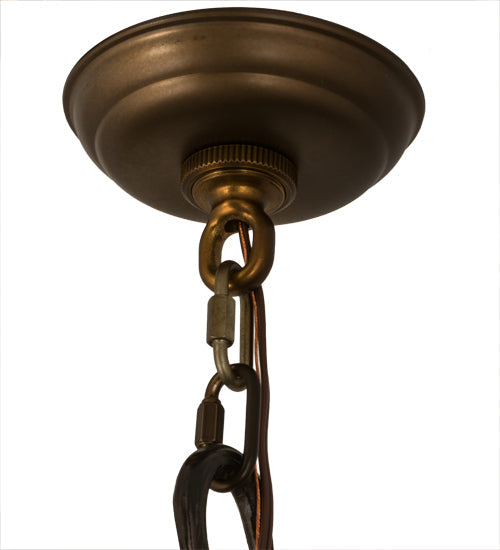 Meyda Lighting Acorn Branch 40" 3-Light Dark Burnished Antique Copper Chandelier With Autumn Green & Bark Brown Shade Glass