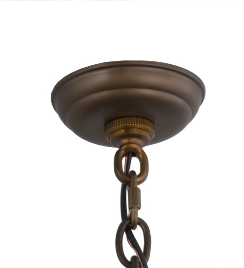 Meyda Lighting Acorn Branch 48" 4-Light Dark Burnished Antique Copper Chandelier With Bark Brown & Beige Art Shade Glass