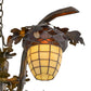 Meyda Lighting Acorn Branch 48" 4-Light Dark Burnished Antique Copper Chandelier With Bark Brown & Beige Art Shade Glass