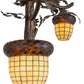Meyda Lighting Acorn Branch 48" 4-Light Dark Burnished Antique Copper Chandelier With Bark Brown & Beige Art Shade Glass