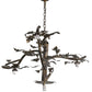 Meyda Lighting Acorn Branch 48" 4-Light Dark Burnished Antique Copper Chandelier With Bark Brown & Beige Art Shade Glass