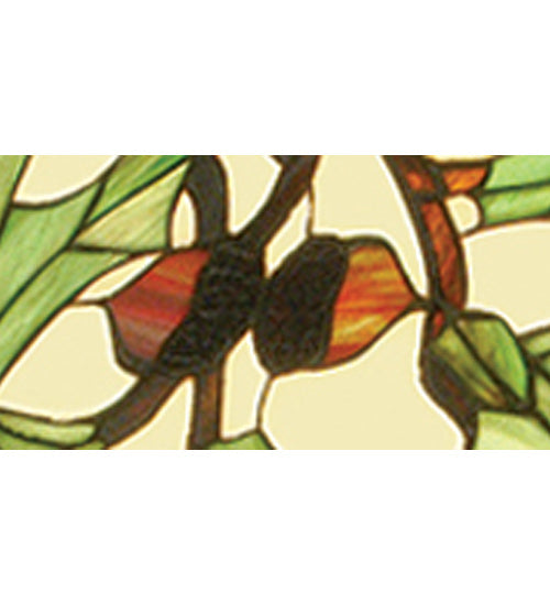 Meyda Lighting Acorn & Oak Leaf 39" 3-Light Mahogany Bronze Island Pendant Light With Green & Beige Shade Glass