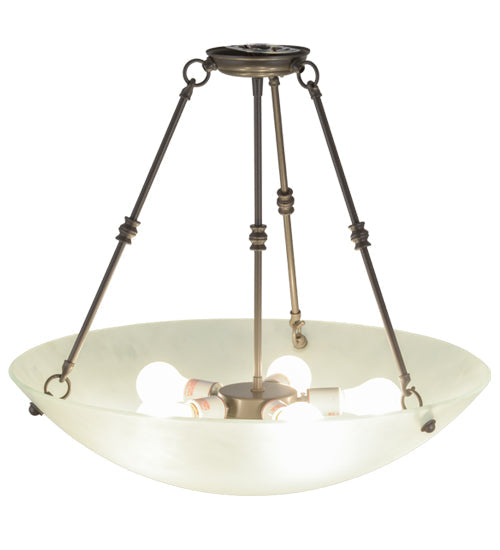Meyda Lighting Adalee 24" 5-Light Timeless Bronze Semi-flush Mount Ceiling Light With Clear Frosted Shade Glass