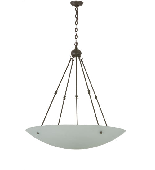 Meyda Lighting Adalee 36" 6-Light Timeless Bronze Inverted Pendant Light With Frosted Clear Shade Glass