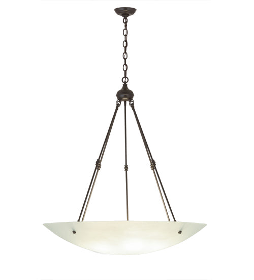 Meyda Lighting Adalee 36" 6-Light Timeless Bronze Inverted Pendant Light With Frosted Clear Shade Glass
