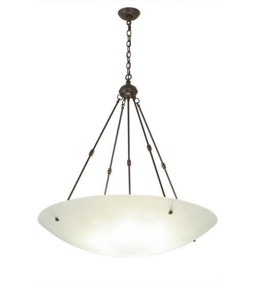 Meyda Lighting Adalee 36" 6-Light Timeless Bronze Inverted Pendant Light With Frosted Clear Shade Glass