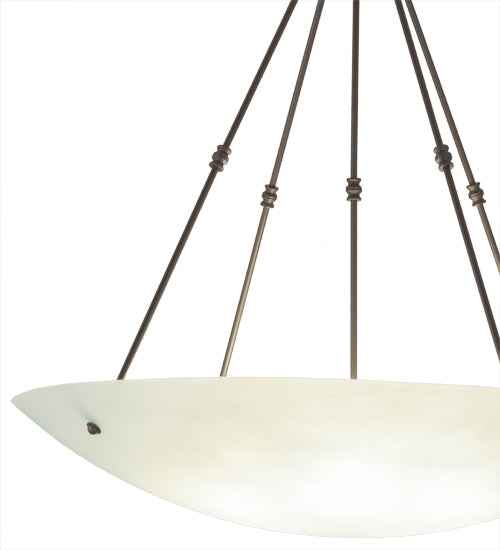 Meyda Lighting Adalee 36" 6-Light Timeless Bronze Inverted Pendant Light With Frosted Clear Shade Glass