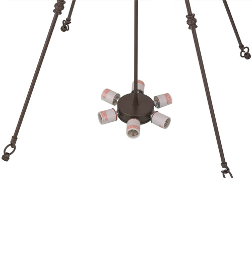 Meyda Lighting Adalee 36" 6-Light Timeless Bronze Inverted Pendant Light With Frosted Clear Shade Glass