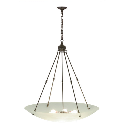 Meyda Lighting Adalee 36" 6-Light Timeless Bronze Inverted Pendant Light With Frosted Clear Shade Glass