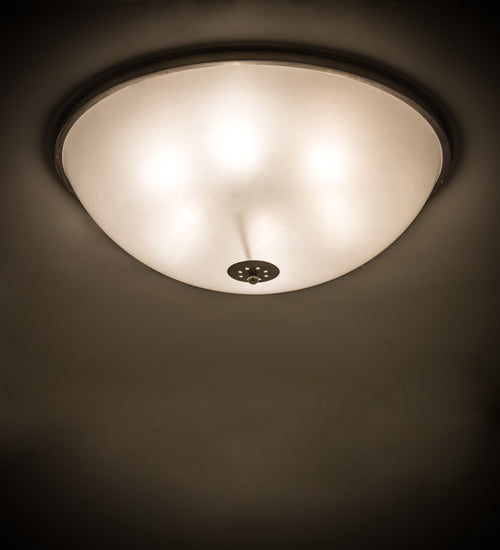 Meyda Lighting Adelaide 36" 6-Light Brushed Stainless Steel Flush Mount Light With White Contrail Mist Idalight Shade Glass