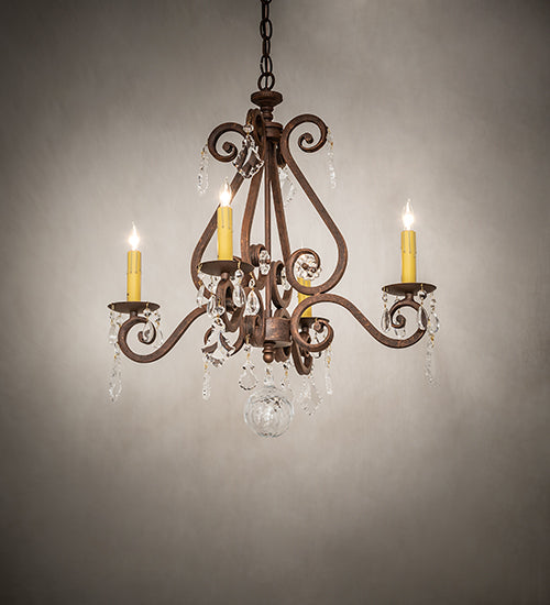 Meyda Lighting Adrianna 22" 4-Light Antique Rust Chandelier With Ivory Faux Candlelight