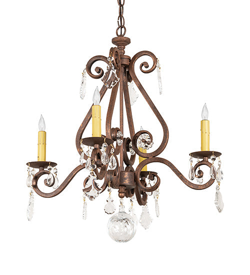Meyda Lighting Adrianna 22" 4-Light Antique Rust Chandelier With Ivory Faux Candlelight