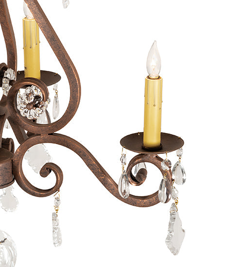 Meyda Lighting Adrianna 22" 4-Light Antique Rust Chandelier With Ivory Faux Candlelight