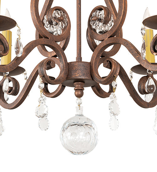 Meyda Lighting Adrianna 22" 4-Light Antique Rust Chandelier With Ivory Faux Candlelight