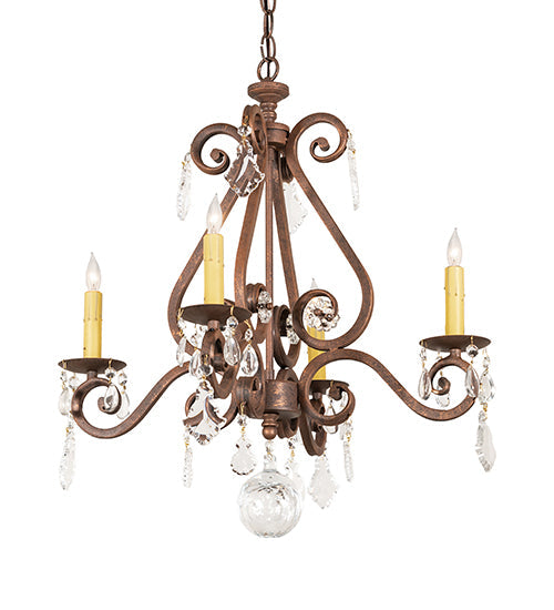 Meyda Lighting Adrianna 22" 4-Light Antique Rust Chandelier With Ivory Faux Candlelight