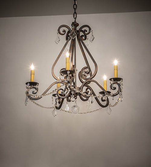 Meyda Lighting Adrianna 26" 5-Light French Bronze Chandelier With Ivory Faux Candlelight