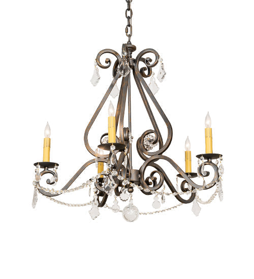 Meyda Lighting Adrianna 26" 5-Light French Bronze Chandelier With Ivory Faux Candlelight