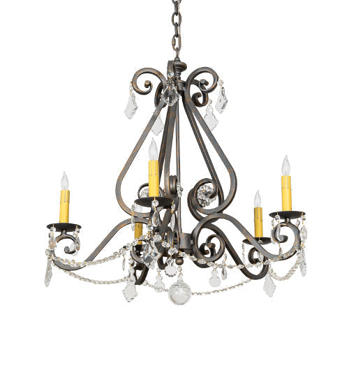 Meyda Lighting Adrianna 26" 5-Light French Bronze Chandelier With Ivory Faux Candlelight