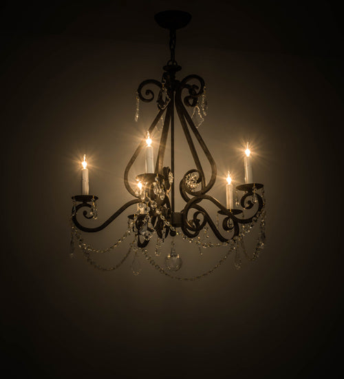 Meyda Lighting Adrianna 26" 5-Light Smoke Chandelier With White Faux Candlelight