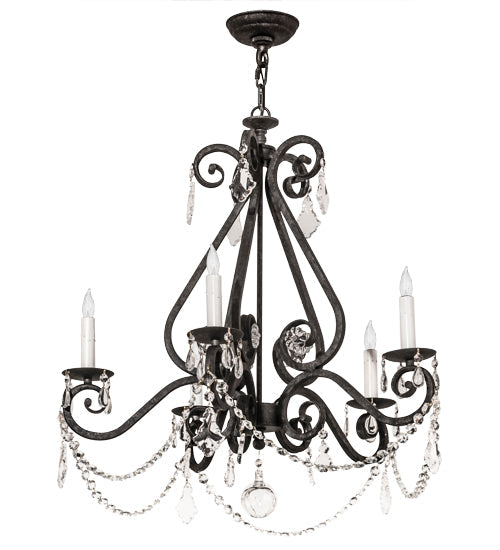 Meyda Lighting Adrianna 26" 5-Light Smoke Chandelier With White Faux Candlelight