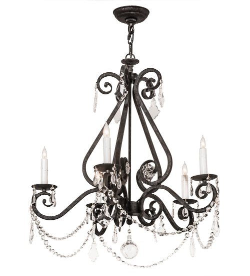 Meyda Lighting Adrianna 26" 5-Light Smoke Chandelier With White Faux Candlelight