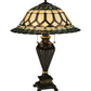 Meyda Lighting Aello 28" 3-Light Chestnut With Gold Table Lamp With Multi-Colored Shade Glass