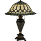 Meyda Lighting Aello 28" 3-Light Chestnut With Gold Table Lamp With Multi-Colored Shade Glass