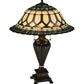 Meyda Lighting Aello 28" 3-Light Chestnut With Gold Table Lamp With Multi-Colored Shade Glass
