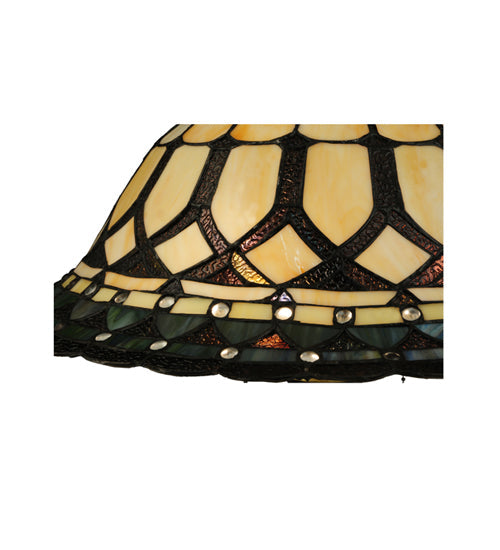 Meyda Lighting Aello 28" 3-Light Chestnut With Gold Table Lamp With Multi-Colored Shade Glass