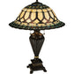 Meyda Lighting Aello 28" 3-Light Chestnut With Gold Table Lamp With Multi-Colored Shade Glass