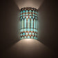 Meyda Lighting Aello 8" 2-Light White Wall Sconce With Verigated Blue And Amber Jewels Shade Glass