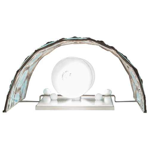 Meyda Lighting Aello 8" 2-Light White Wall Sconce With Verigated Blue And Amber Jewels Shade Glass