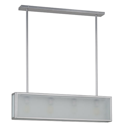 Meyda Lighting Affinity 40" 4-Light Extreme Chrome Island Pendant Light With Frosted Clear Shade Glass