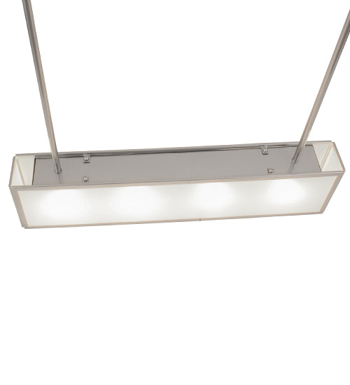 Meyda Lighting Affinity 40" 4-Light Extreme Chrome Island Pendant Light With Frosted Clear Shade Glass