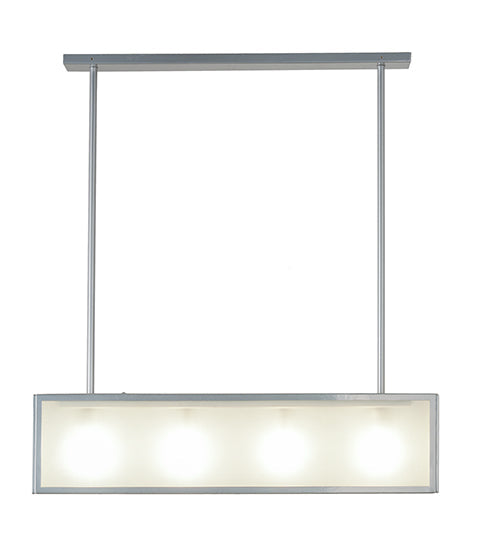 Meyda Lighting Affinity 40" 4-Light Extreme Chrome Island Pendant Light With Frosted Clear Shade Glass