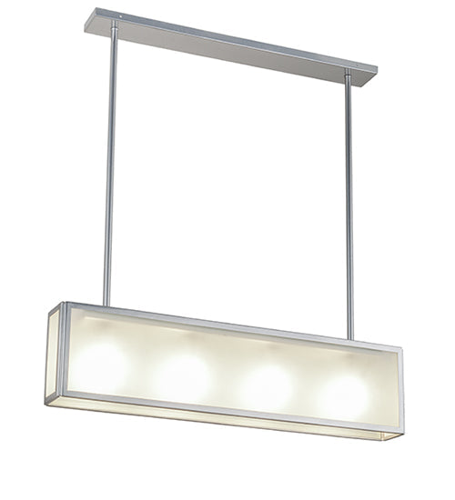 Meyda Lighting Affinity 40" 4-Light Extreme Chrome Island Pendant Light With Frosted Clear Shade Glass