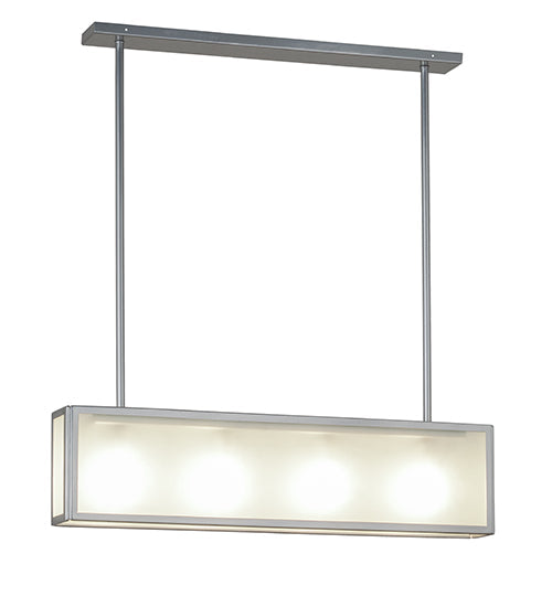 Meyda Lighting Affinity 40" 4-Light Extreme Chrome Island Pendant Light With Frosted Clear Shade Glass